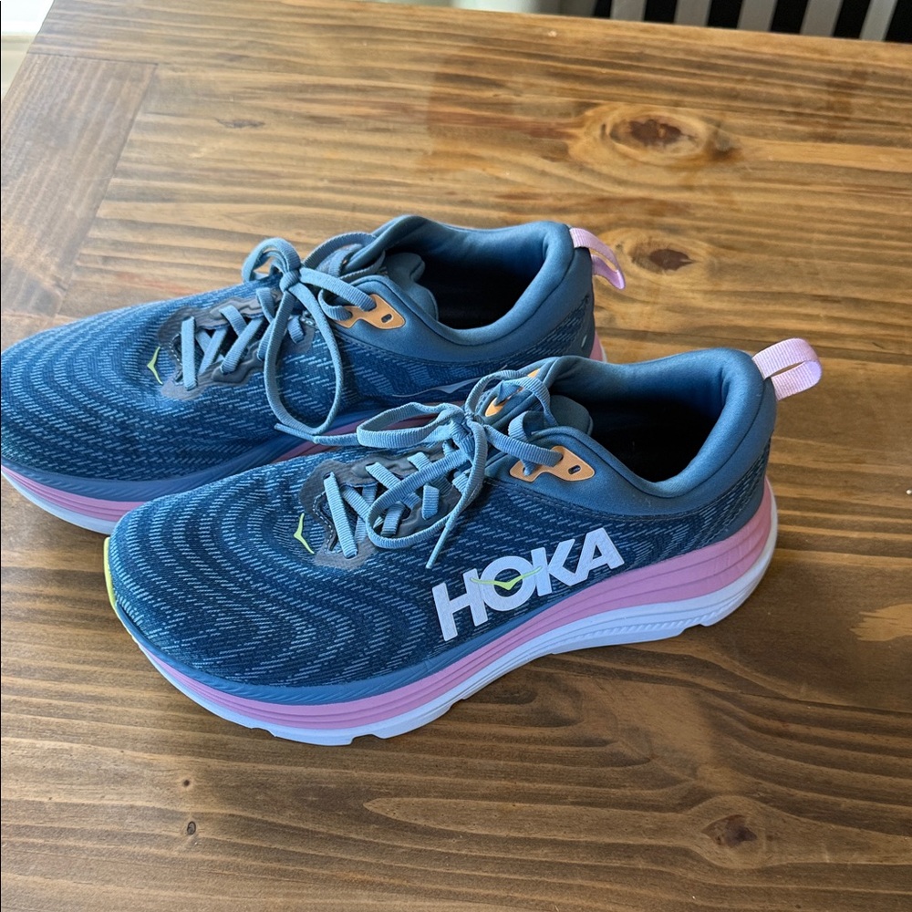 Hoka Blue and Pink Athletic Shoes